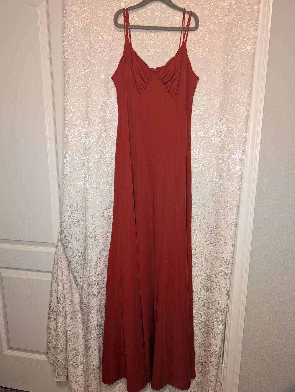 VTG 1970's Mikey Jrs of California Rust Red Maxi Dress Prom Disco Size 7